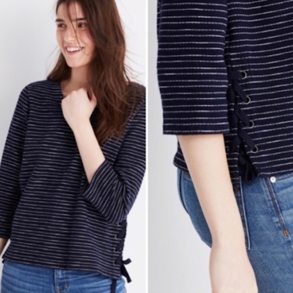 Madewell | 100% Cotton Stripe Side Lace-Up Top
